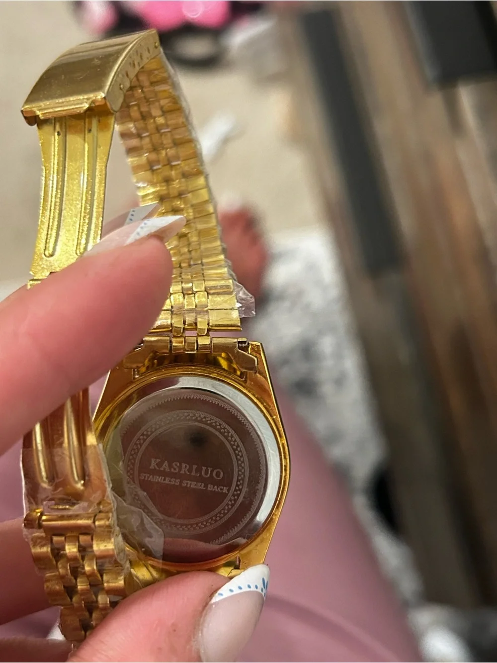 Men's Gold-Tone Dress Watch with Black Dial